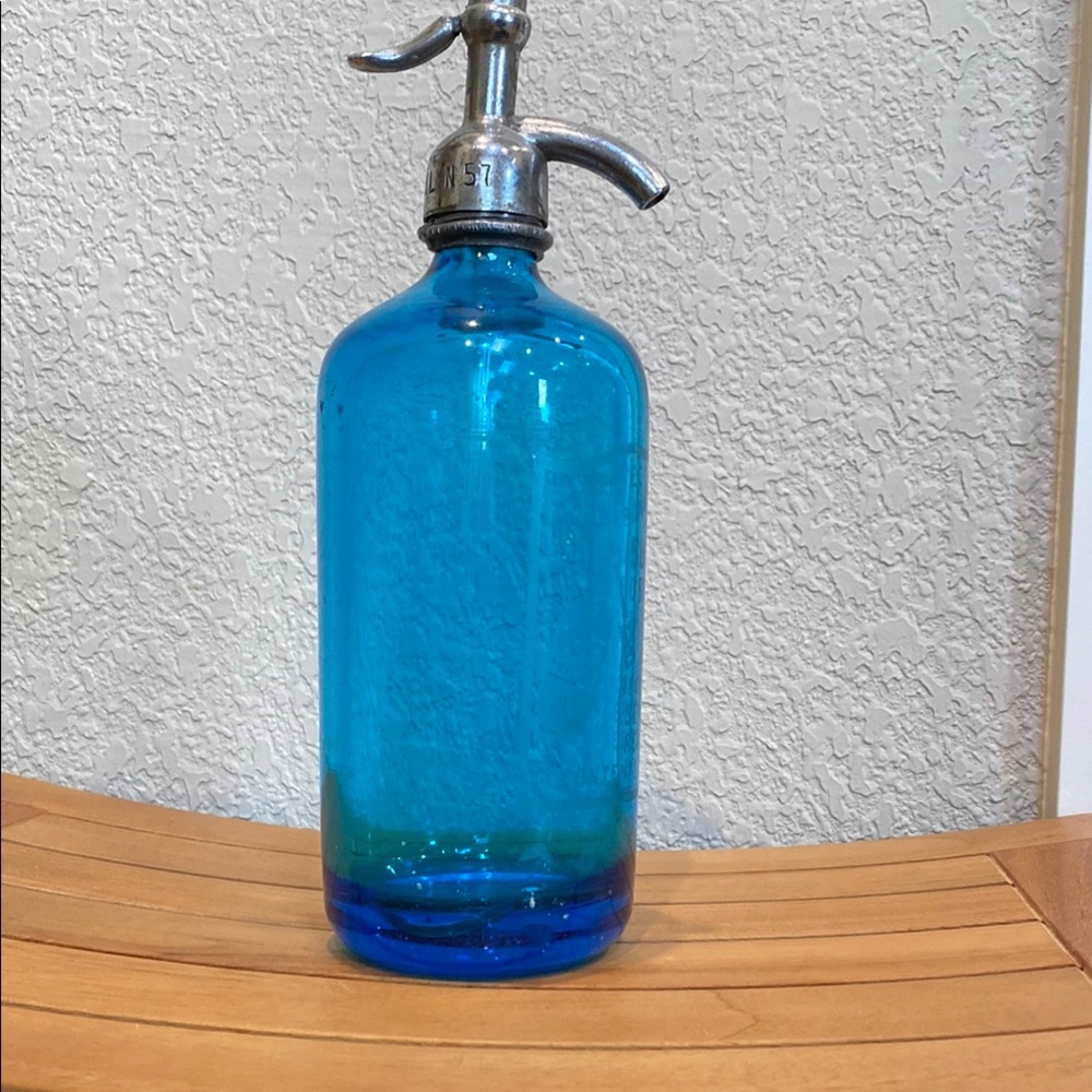 Vintage Blue Glass Seltzer Bottle Bushwick Bottling Works